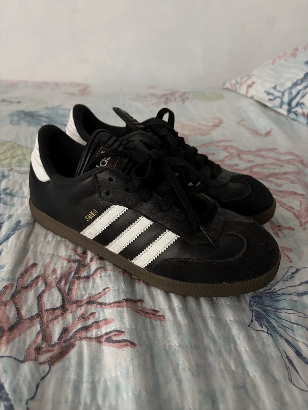 adidas Samba Classic Leather Sneakers - Black/White/Brown Sole
